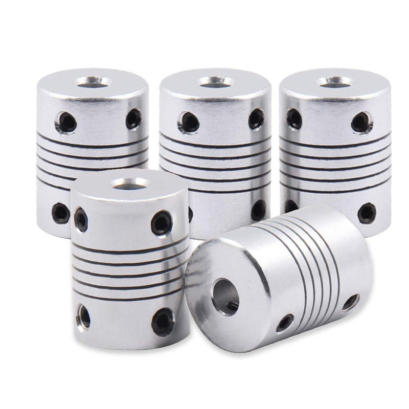 Saipor Saiper Flexible Couplings 5mm to 6mm (5pcs) Aluminum Alloy Joint Connector Compatible with NEMA 17 Stepper Motors, RepRap 3D Printer or CNC Machine, 3D Printer Accessories - Image 1